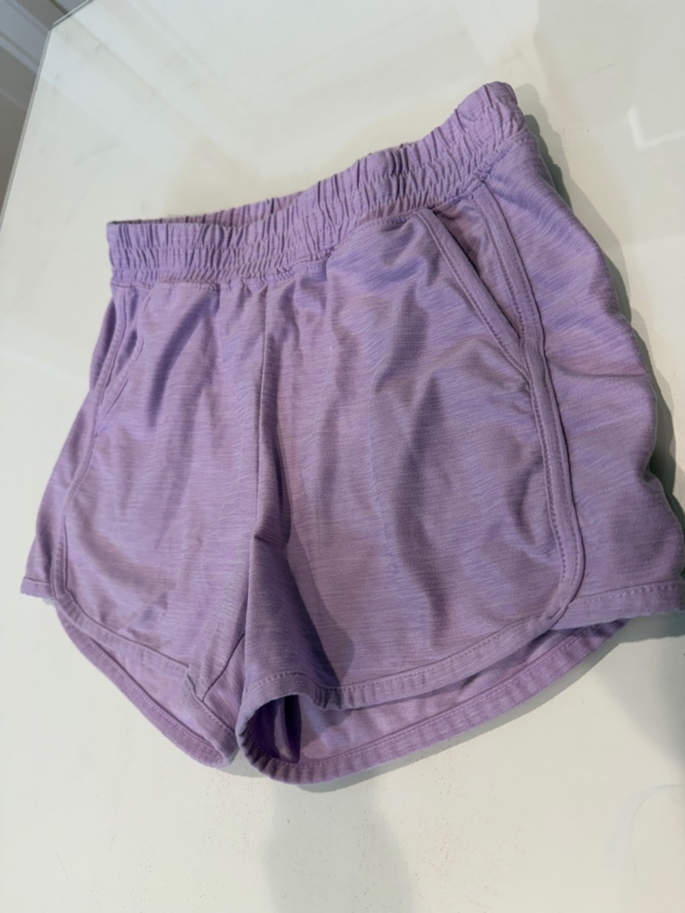 Girls' Lavender Athletic Shorts with Elastic Waist